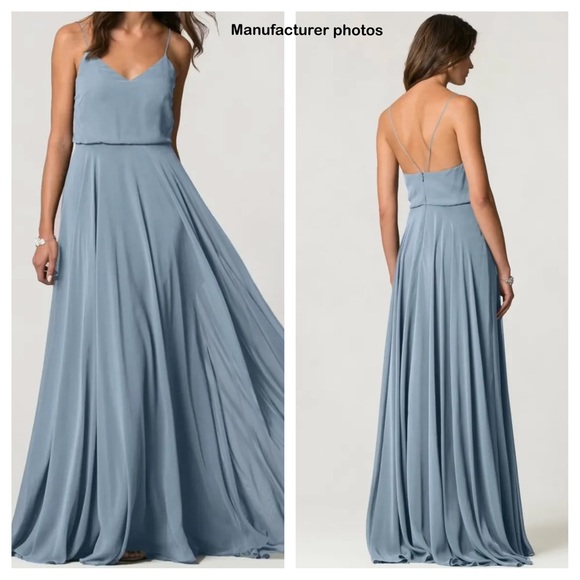 Jenny Yoo Inesse Chiffon Gown in Bluebell - Picture 9 of 9